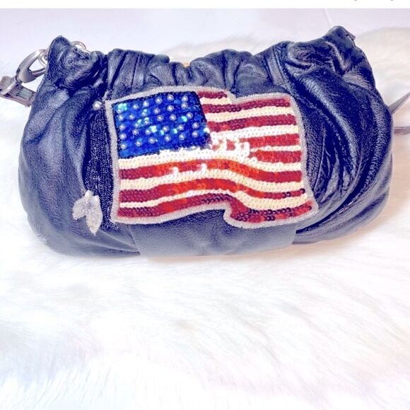 CUSTOM BCBG Embellished Black Slouch Leather Bag. - Picture 1 of 5